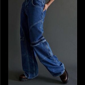 Wide-Leg Blue Denim Jeans